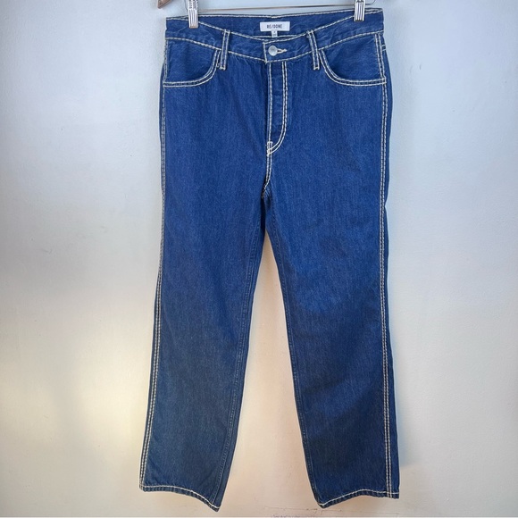 NEW RE/DONE Loose Long Jeans in Chunky Stitch Indigo - Picture 3 of 13